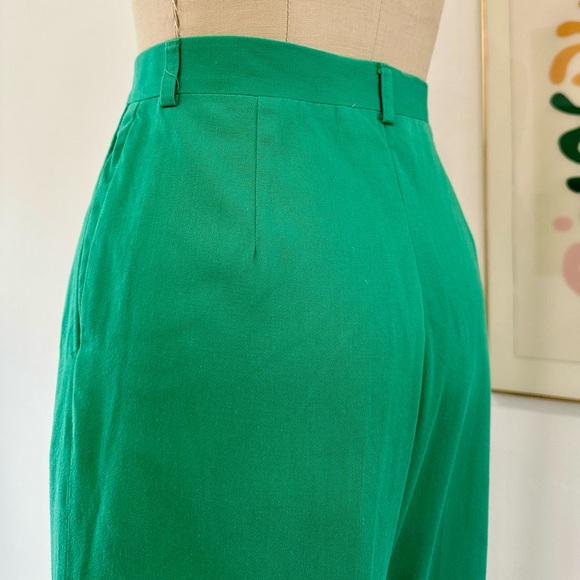 Vintage 80’s Green High-Waist Pleated Trousers - Picture 10 of 15